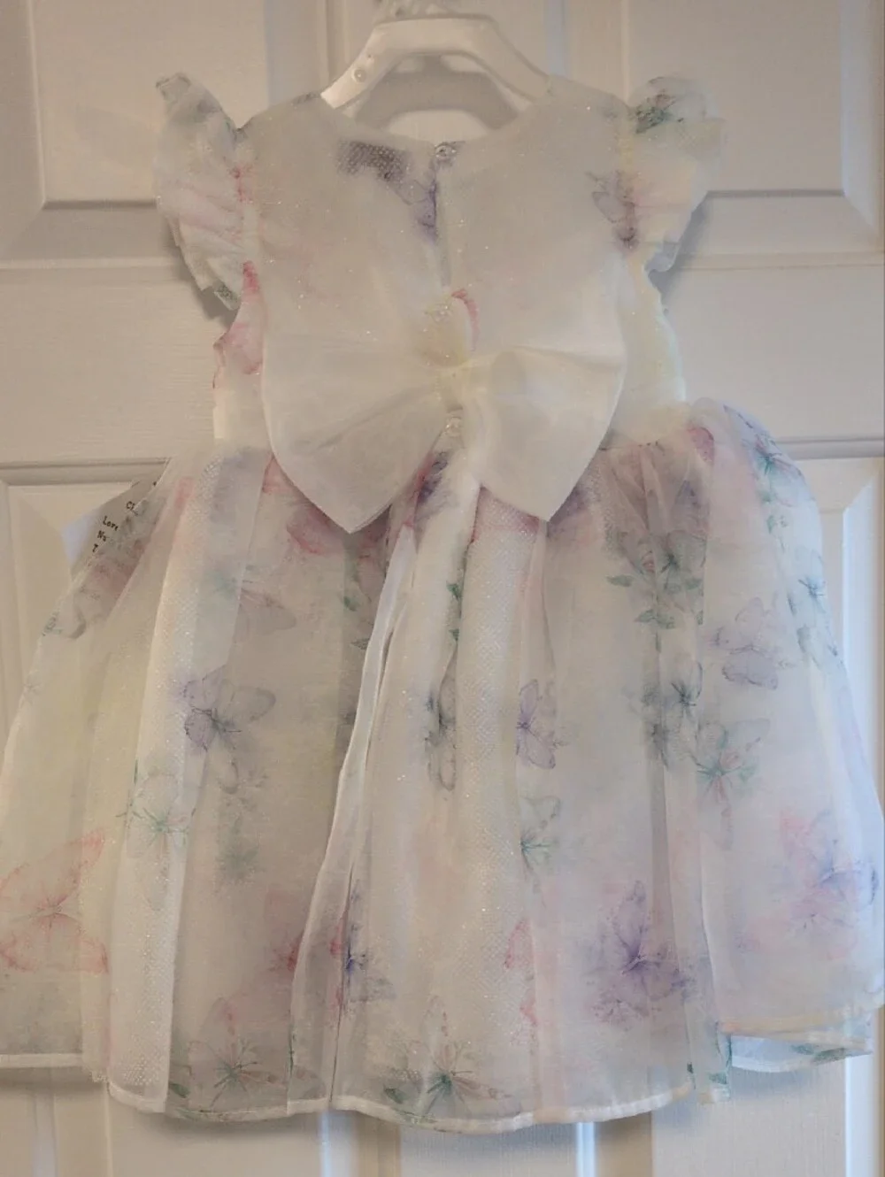 NWT Blueberi Boulevard White Dress With Pastel Butterfly Print Accents - Picture 4 of 6